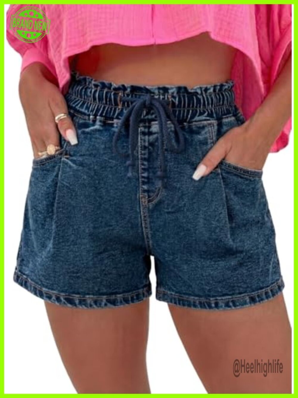 SHEWIN Women's Washed-Out High Waisted Denim Shorts Summer Cotton Blend